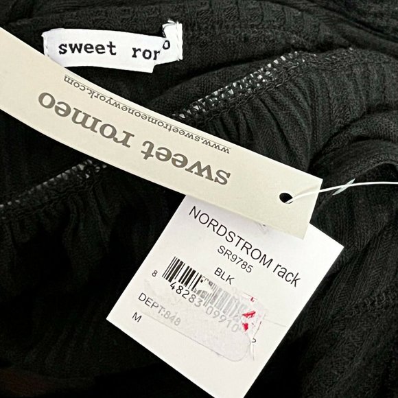 Sweet Romeo Women's Size M Henley Neck Long Sleeve Ribbed Uneven Top Tunic Black - Picture 6 of 9